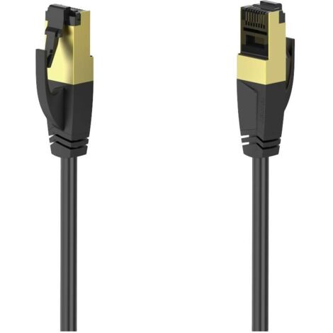 Hama 00200694 RJ45 Câble réseau, câble patch CAT 8 S/FTP 5 m noir contacts dorés 1 pc(s) Y428012