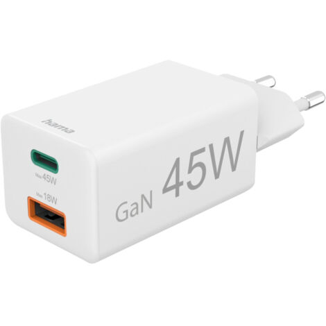 Hama 00201993 USB Ladegerät 45 W 1x USB-A, 1x USB-C® USB PD Weiß Innenbereich USB Power Delivery (US