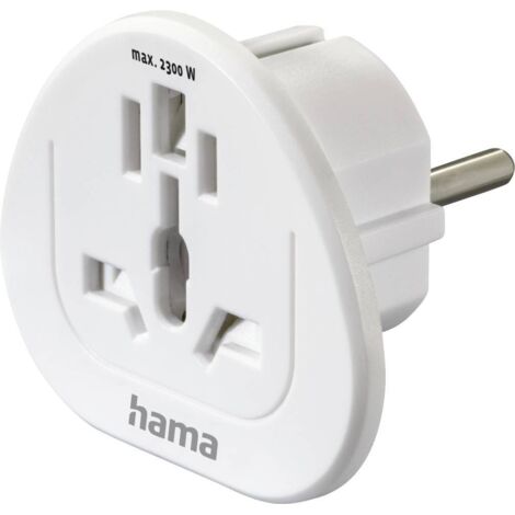 Hama 00223455 Adaptateur de voyage Reiseadapter Typ E und F, 3-polig, universal, Welt nach Europa, Weiß