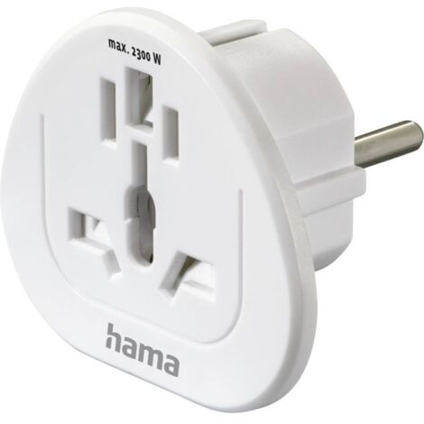 Hama 00223455 Adattatore da viaggio Reiseadapter Typ E und F, 3-polig, universal, Welt nach Europa, Weiß