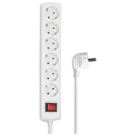Hama 6-fach Verteiler mit Schalter Steckdosenleiste mit Schuko-Stecker - 1.4m Kabel, 3x1.5mm² Ader-Querschnitt