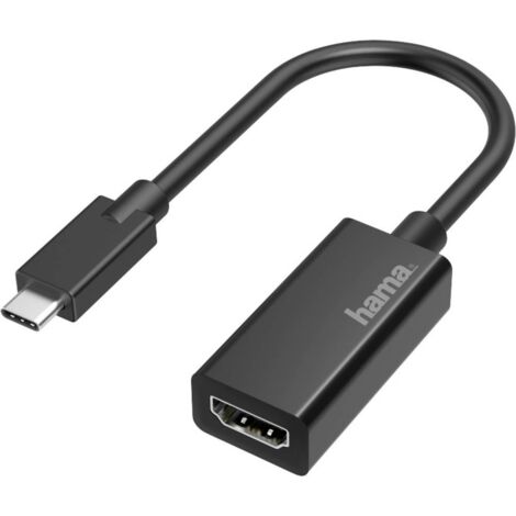 Hama Adaptateur USB-C vers HDMI (Adaptateur vidéo USB Type-C vers HDMI femelle, Untra HD, 4K, streaming audio et vidéo) Noir