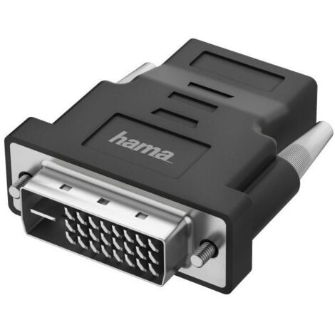 Hama Adattatore da HDMI a DVI (adattatore video da DVI a HDMI per il collegamento di PC a monitor e/o proiettore, qualità 4K, streaming) Colore nero
