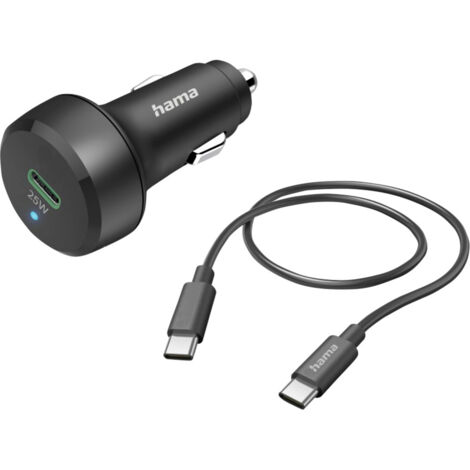 Hama Auto-Schnellladegerät mit Ladekabel USB-C, PD, 25 W, 1 m, Schwarz KFZ-Ladestation 25 W   Schwar