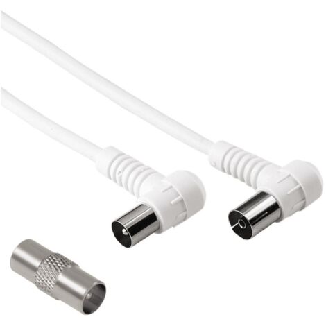 Hama Cavo antenna 90° M F con adattatore M M 1.5 metri 75 dB bianco
