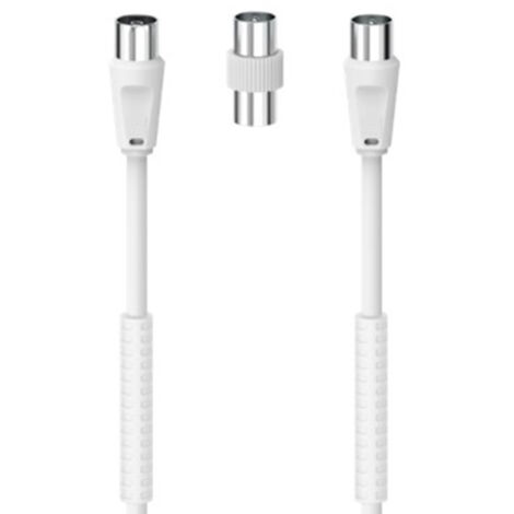 Hama Cavo antenna M F con adattatore M M 3 metri 85 dB ferrite bianco