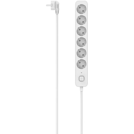 Hama Ciabatta elettrica con interruttore, 6 prese, 1,4 m (ciabatta di protezione da sovratensione, 6 prese, presa multipla, con protezione da contatto, LED, 45°) bianco