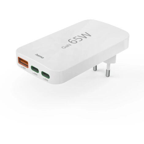 Hama flaches Mini-Ladegerät  65W 2xUSB-C/1xUSB-A, weiß     201976