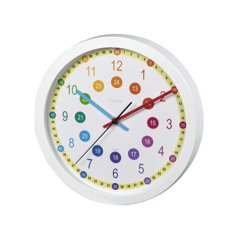 hama Horloge murale pour enfant Easy Learning, diam. 30 cm, silencieuse (186395)
