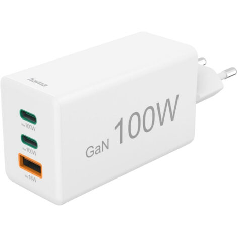 Hama ladegerat 2x usb c 1x usb a gan 100w wei