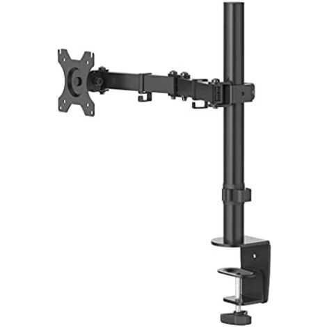 Hama Monitor Stand von 13" bis 32" mit 1 Arm (VESA 75x75-100x100, Neigung +45°/-45°, Pivot 180°, bis zu 10kg, höhenverstellbar), Farbe Schwarz
