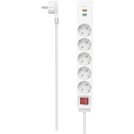 Hama Multipresa 5 Posti USB-C/A 18W Bianco 1,4 m