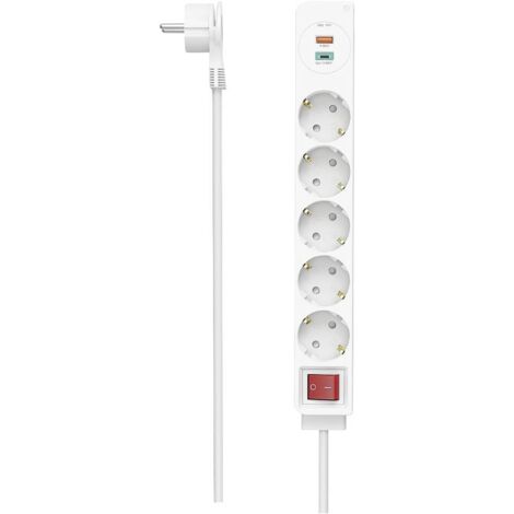 Hama Multipresa 5 Posti USB-C/A 18W Bianco 1,4 m