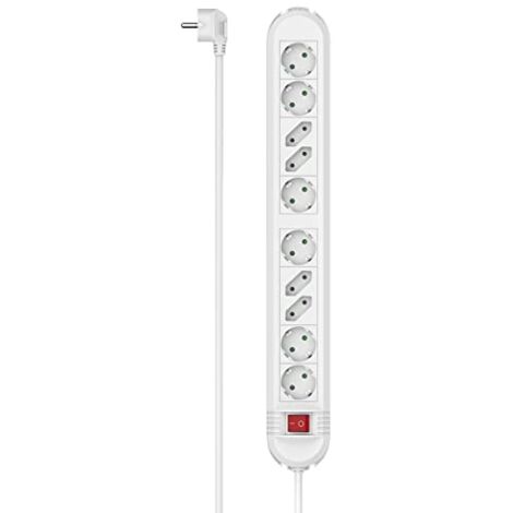 HAMA - MULTIPRISE 10 POSITIONS, 6 SCHUKO ET 4 PRISES EURO 10A, FICHE SCHUKO, CÂBLE 1,4 MÈTRES, BLANC, AVEC INTERRUPTEUR