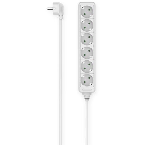HAMA - MULTIPRISE 6 POSITIONS SCHUKO, FICHE SCHUKO, CÂBLE 1,4 MÈTRES, BLANC 00223006