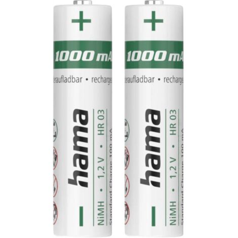 Hama NiMH-Akkus, AAA Micro, 1000 mAh, 1,2 V, 2 Stück Batteria ricaricabile Ministilo (AAA) NiMH 1.2 V 2 pz.