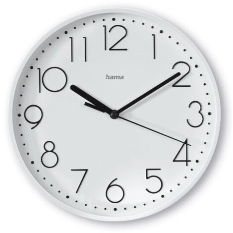 Hama Orologiode Saline Wall (Orologio de ticchettio senza rumore, Orologio de Quarzo Silenzioso, diametro de 22 cm, Numeri grandi, Orologio analogico, con lancette de Ore, Minuti e Secondi, Copertura 
