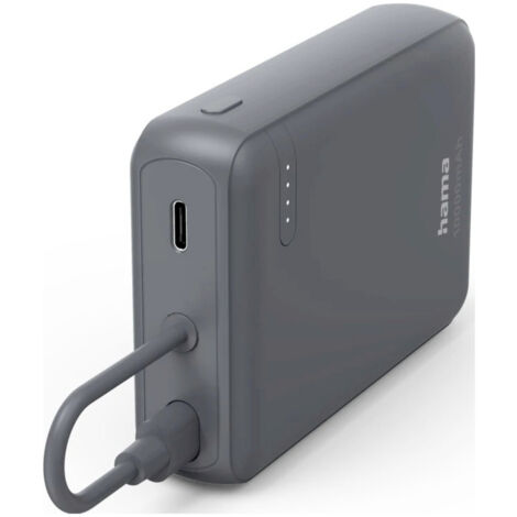 Hama Power Pack "Travel" mit Kabel, 10000mAh, 2 Ausgänge: 2x USB-C, Anthrazit Powerbank Anthrazi