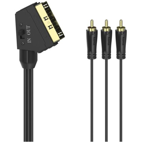 Hama RCA / Scart AV Cavo [3x Spina RCA - 1x Spina SCART] 1.5 m Nero