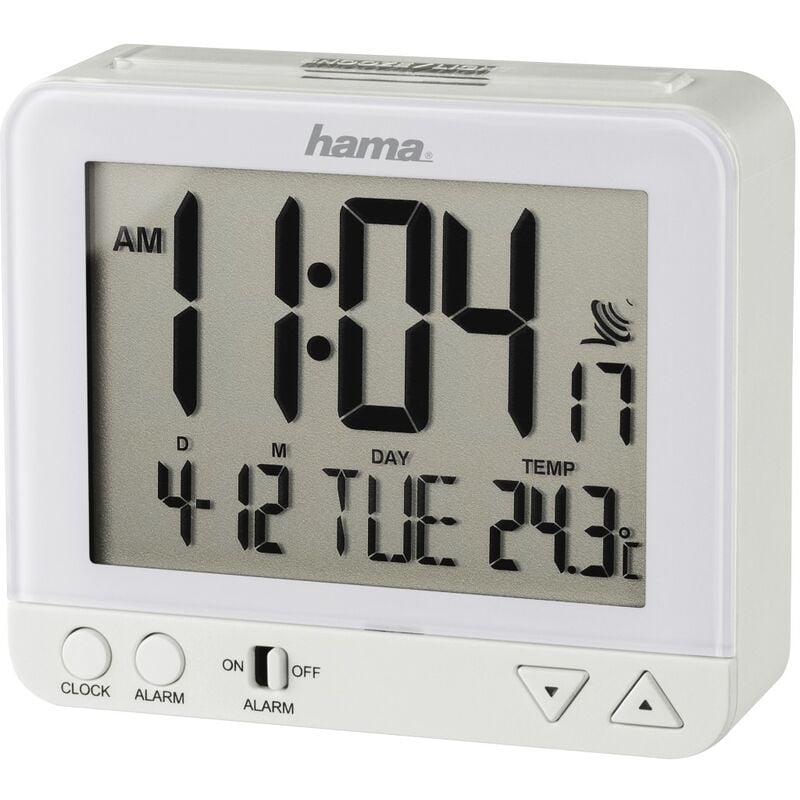 hama réveil radiopiloté rc 550, avec fonction veilleuse, blanc 00136296