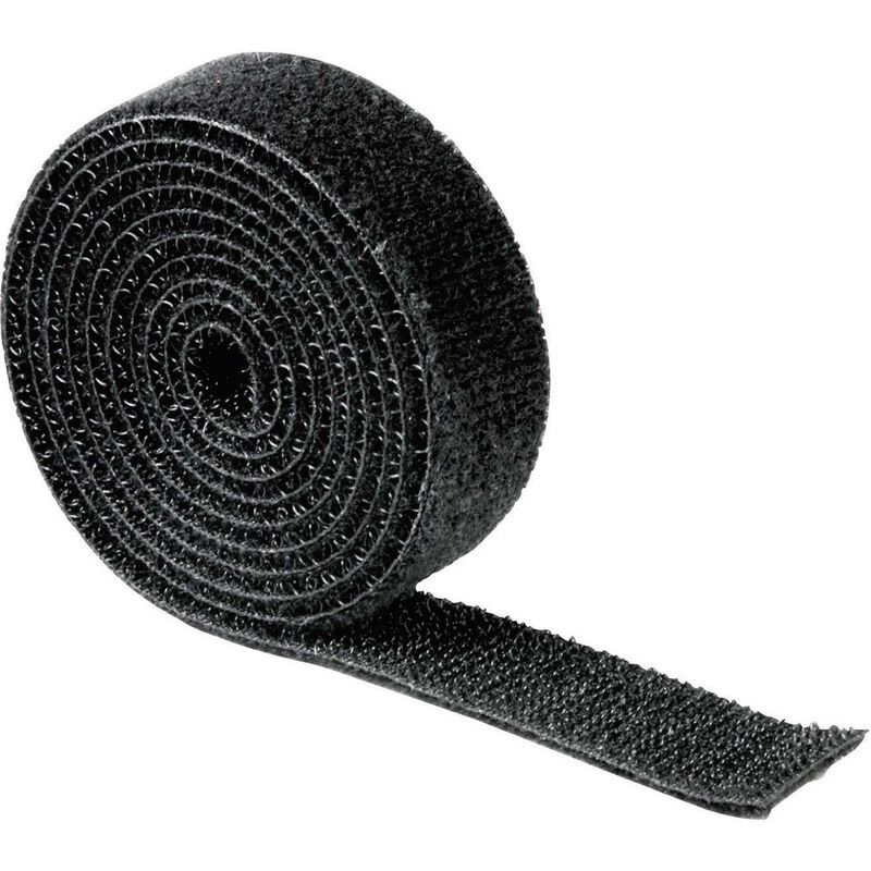 Serre-câbles autoadhésif Nylon® noir flexible (l x l) 1000 mm x 19 mm 1 pc(s) 00020543 D43980 - Hama