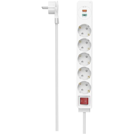Hama Steckdosenleiste 5-fach USB-C/A 18W Blanc 1,4 m