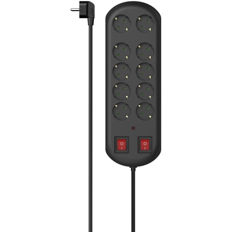 00223164 base multiple 2 m 10 prises ca Intérieur Noir - Hama