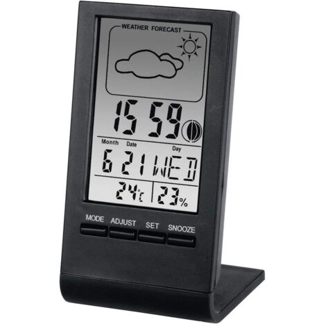 Hama - Termometro LCD con igrometro "TH-100", orologio, calendario, fasi lunari, previsioni del tempo