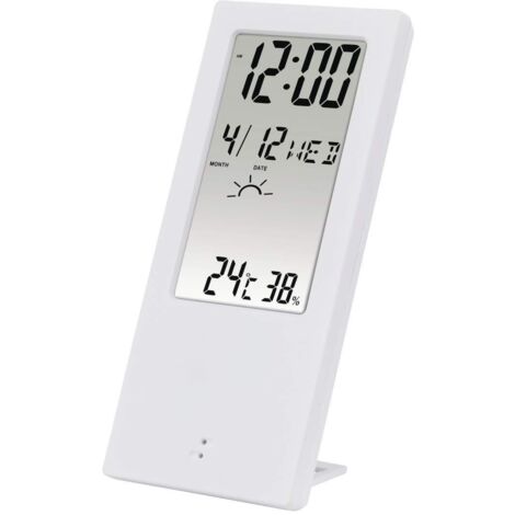 Hama - Termometro Lcd TH-140 con igrometro, orologio, calendario, previsioni del tempo, bianco