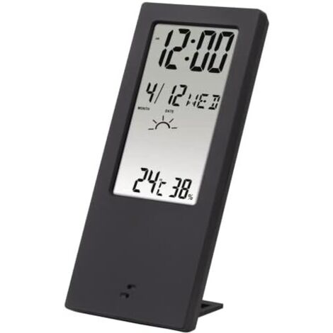HAMA Thermomètre/hygromètre LCD, affichage numérique, indicateur météo, fonction alarme et répétition, mémorisation des valeurs