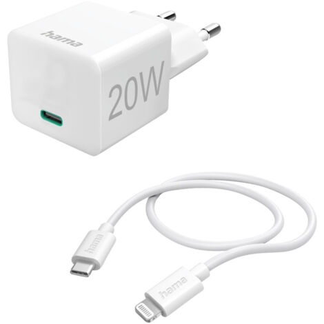 Hama  USB Ladegerät 20 W 1x USB-C®, 1x Apple Lightning  Weiß Innenbereich