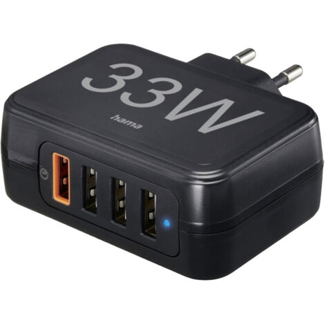 Hama  USB Ladegerät 33 W 4x USB-A USB PD 3.0, Quick Charge 3.0, QC 4+ Schwarz Innenbereich