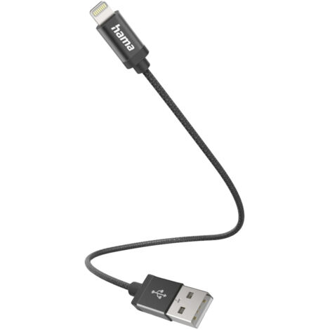 Hama USB-Ladekabel USB 2.0 Apple Lightning Stecker, USB-A Stecker 0.20 m Schwarz 00201578