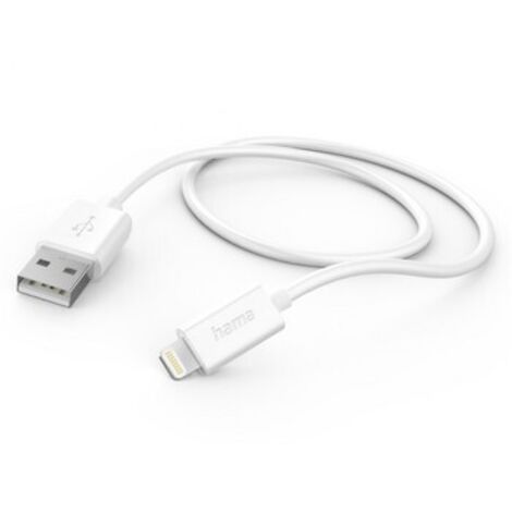 Hama USB-Ladekabel USB 2.0 Apple Lightning Stecker, USB-A Stecker 1.00 m Weiß 00201579