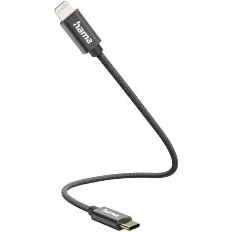 Hama USB-Ladekabel USB 2.0 Apple Lightning Stecker, USB-C® Stecker 0.20 m Schwarz 00201601