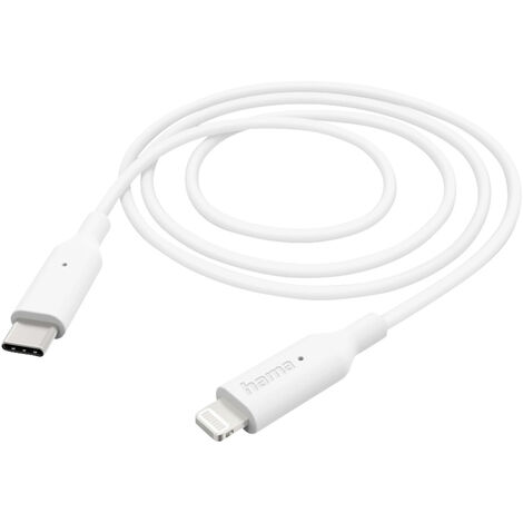 Hama USB-Ladekabel USB 2.0 Apple Lightning Stecker, USB-C® Stecker 1.00 m Weiß 00201598