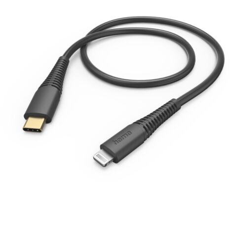 Hama USB-Ladekabel  USB 2.0 Apple Lightning Stecker, USB-C® Stecker 1.50 m Schwarz  00201602