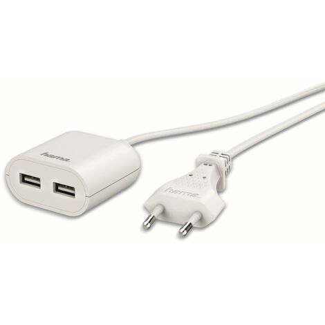 Hama USB-Netzteil, 2x USB-Ausgänge, 1,9 m Kabel, weiß