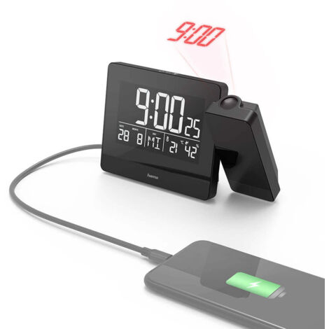 HAMA Wecker Projection Plus Charge Schwarz