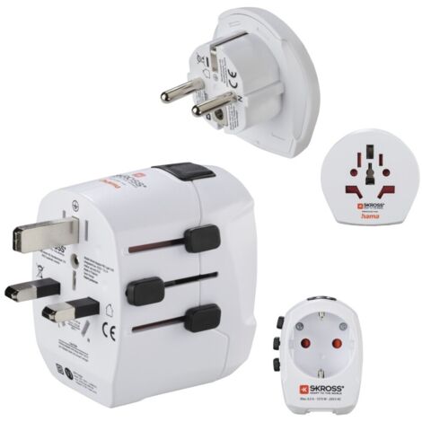 Hama world travel adapter pro light usb 3 polig