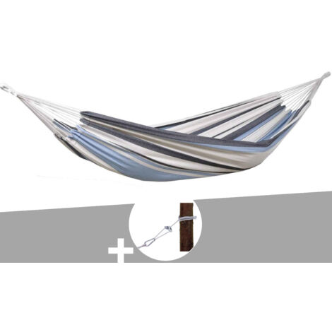 Hamac 1 place Salsa marine en polycoton + Kit fixation Smartrope - Amazonas