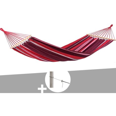 Hamac 1 place Samba violet en polycoton + Kit fixation Smartrope - Amazonas