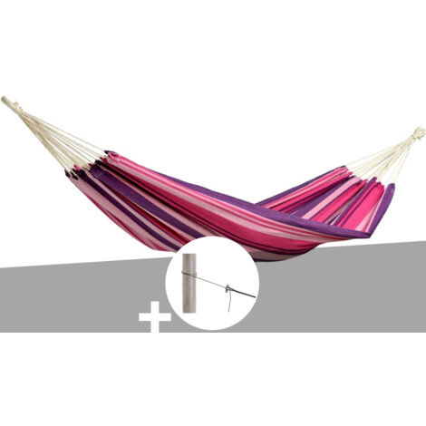 Hamac 1 place Tahiti candy en polycoton + Kit fixation Smartrope - Amazonas