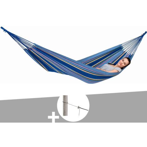 Hamac 1 place Tahiti océan en polycoton + Kit fixation Smartrope - Amazonas