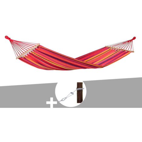Hamac 1 place Tonga vulcano en polycoton + Kit fixation Smartrope - Amazonas