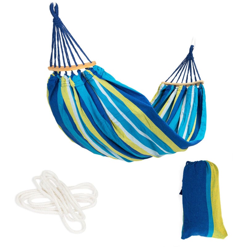 Hamac 2 personnes - 185 x 150 cm - bleu/vert
