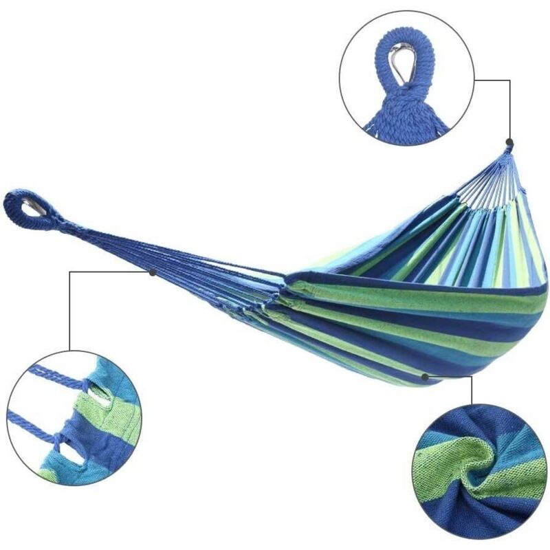 Hamac - 2 personnes - 220x150 cm - bleu vert