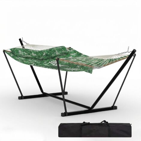 Hamac 2 Personnes 365cm avec Support en Métal –Idéal Jardin, Terrasse, Plage