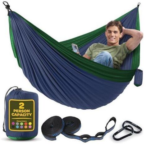 Hamac 2 Places, Pliable, Ultra-Léger et Portable, Capacité 350 kg, Idéal pour Jardin, Camping, Voyage, Sarcelle