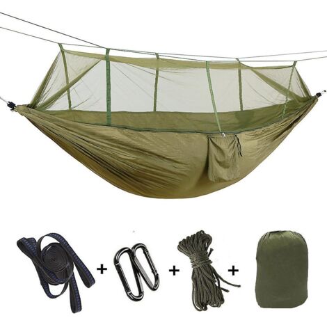 Hamac 3 en 1 avec moustiquaire et bâche, hamac double XXL pour le camping, utilisable en extérieur et en intérieur, capacité de charge de 100 kg